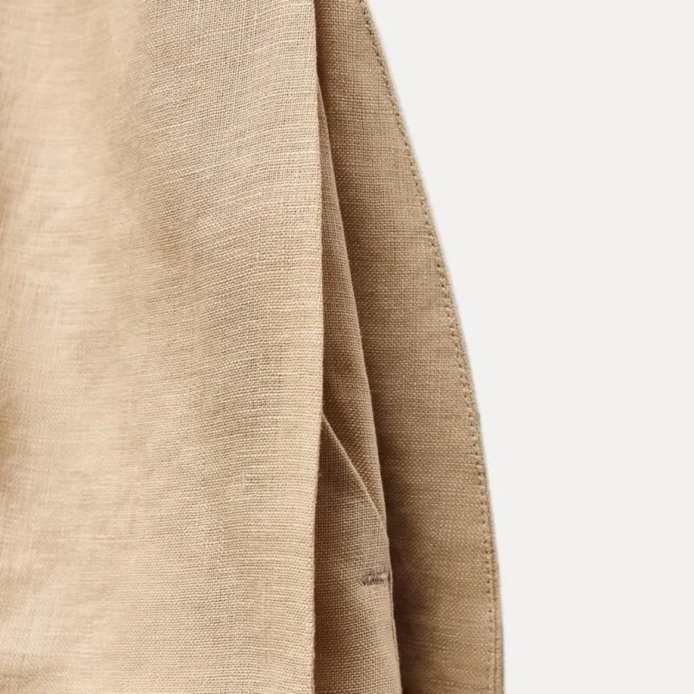 NWT. Zara Beige 100% Linen Sleeveless Halter Vest Jumpsuit. Size S.
